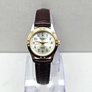 Womens Precision By GRUEN Two-Tone Diamond Accent Watch Leather New Battery